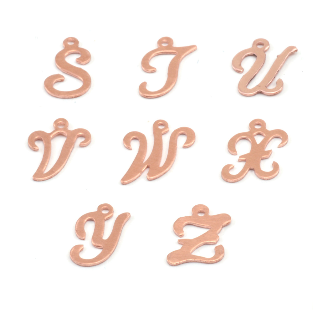 Charms & Solderable Accents Copper Script Letter Charm U, 24g